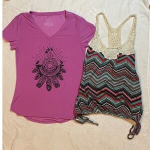 No Boundaries Dreamcatcher Tee &‎ Chevron Tank Top Set - Size M